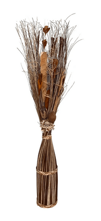 Twisted Stem Vase With Dried Brown & Cream Flowers - Price Crash Furniture