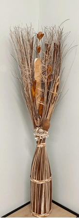 Twisted Stem Vase With Dried Brown & Cream Flowers - Price Crash Furniture