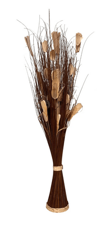 Twisted Stem Vase With Dried Dark Brown & Cream Flowers - Price Crash Furniture