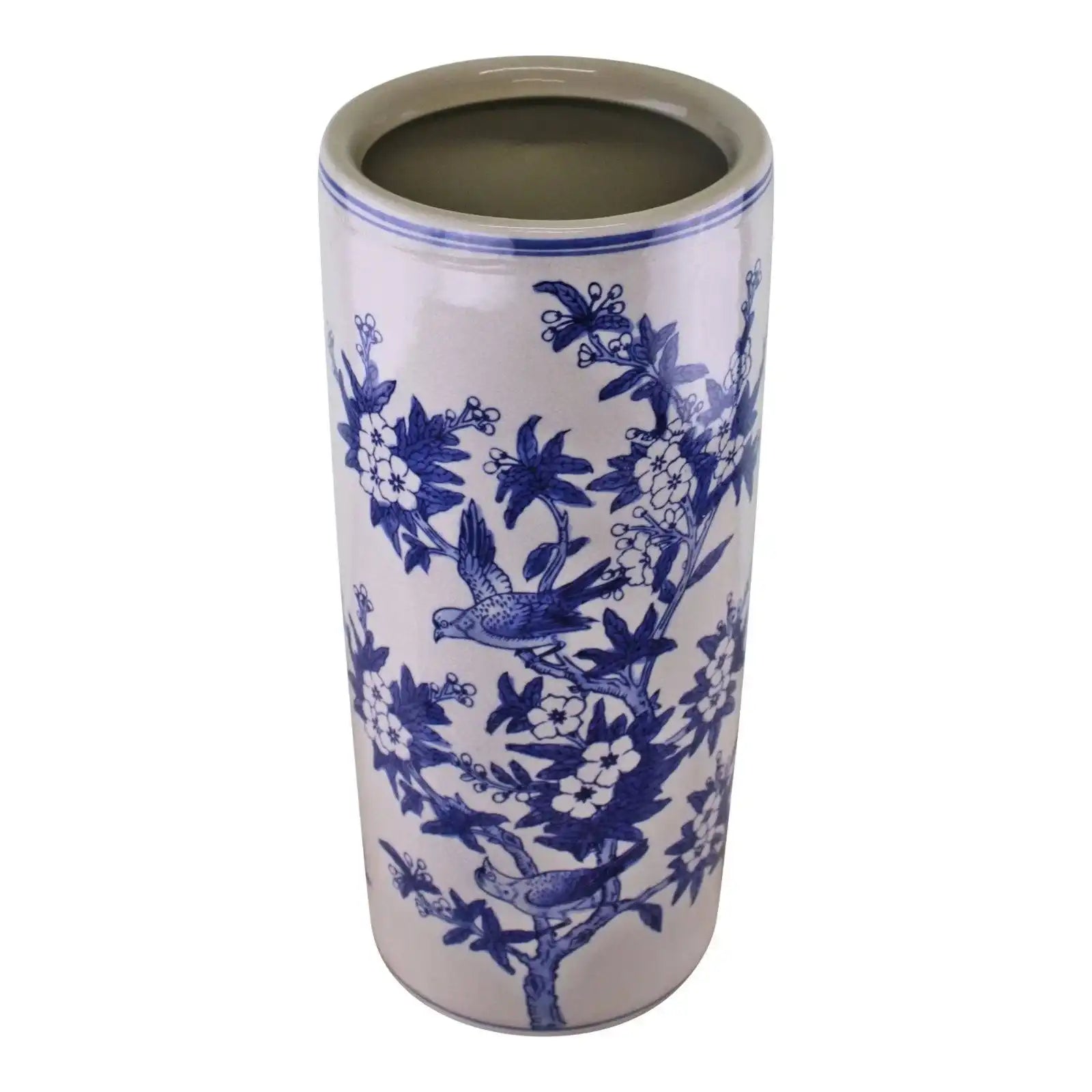 Umbrella Stand, Vintage Blue & White Bird Design - Price Crash Furniture