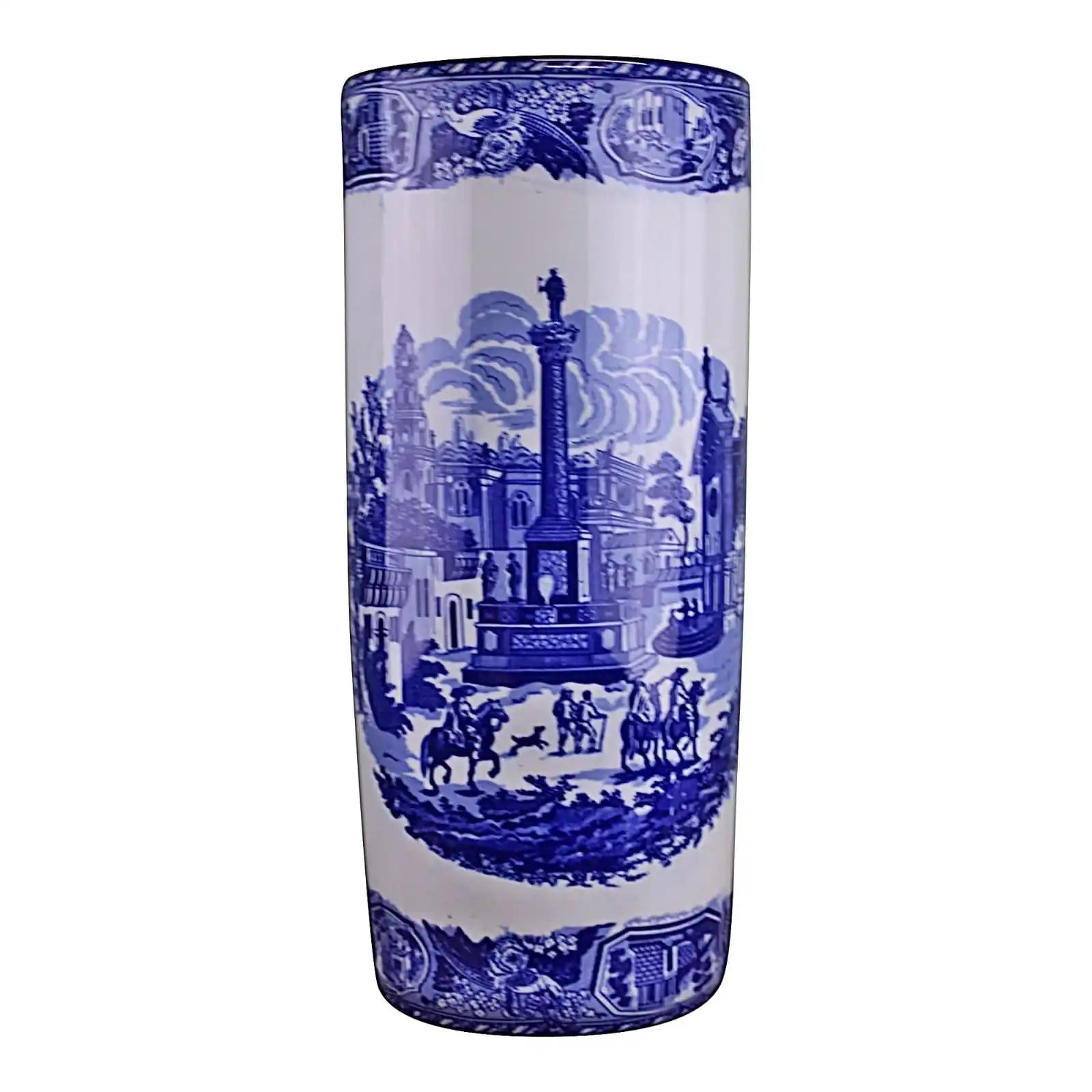 Umbrella Stand, Vintage Blue & White Townscape Design - Price Crash Furniture