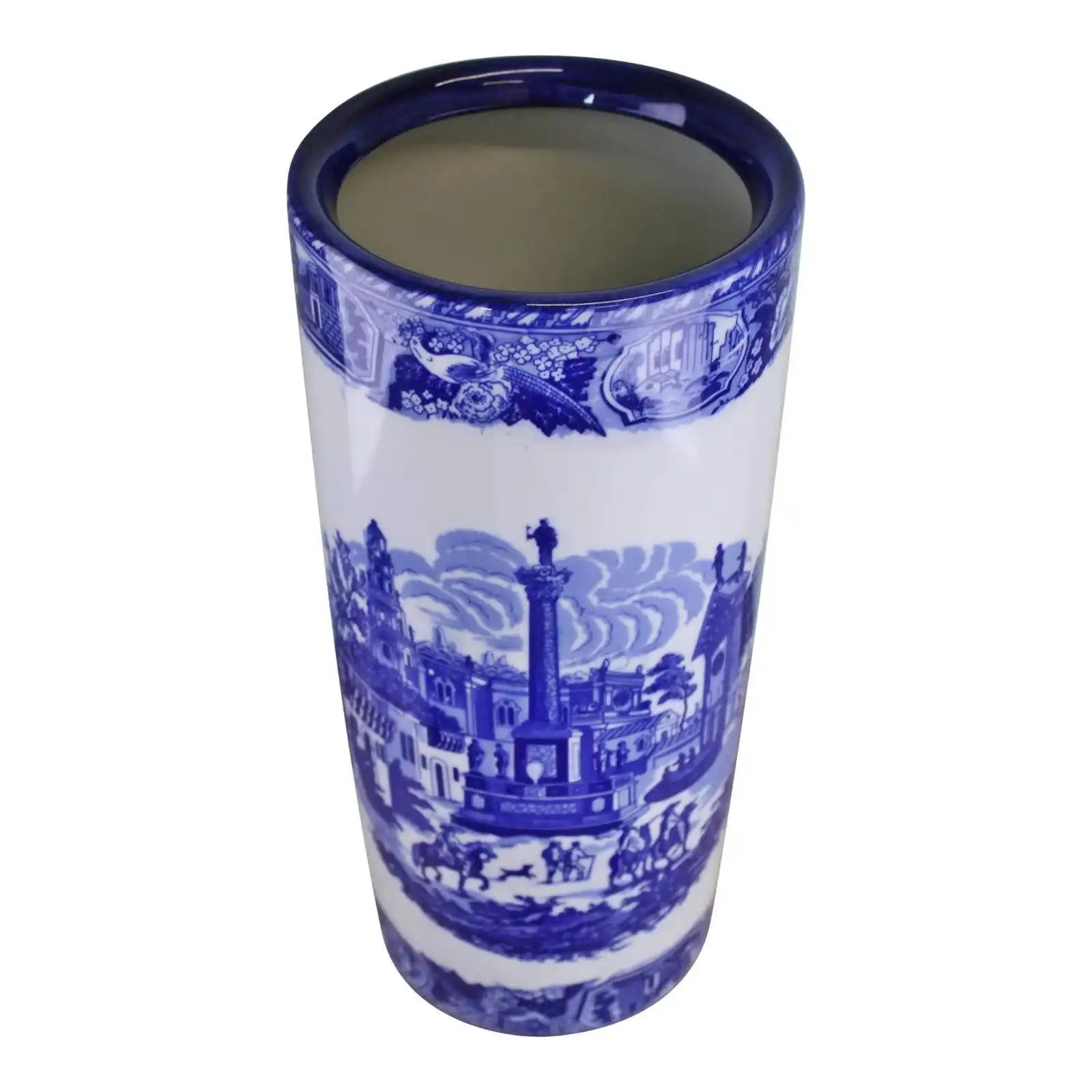 Umbrella Stand, Vintage Blue & White Townscape Design - Price Crash Furniture