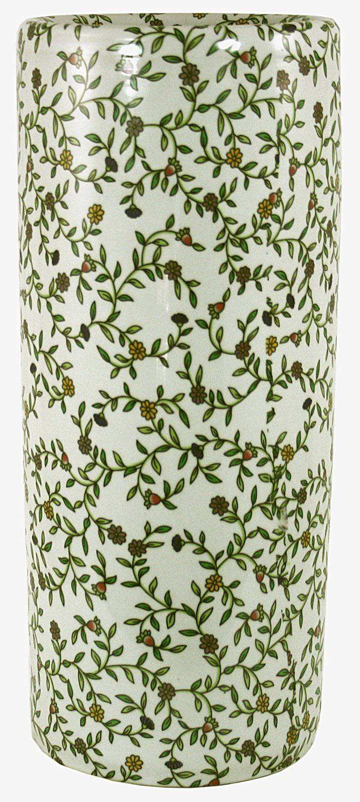 Umbrella Stand, Vintage Green & White Floral Design - Price Crash Furniture