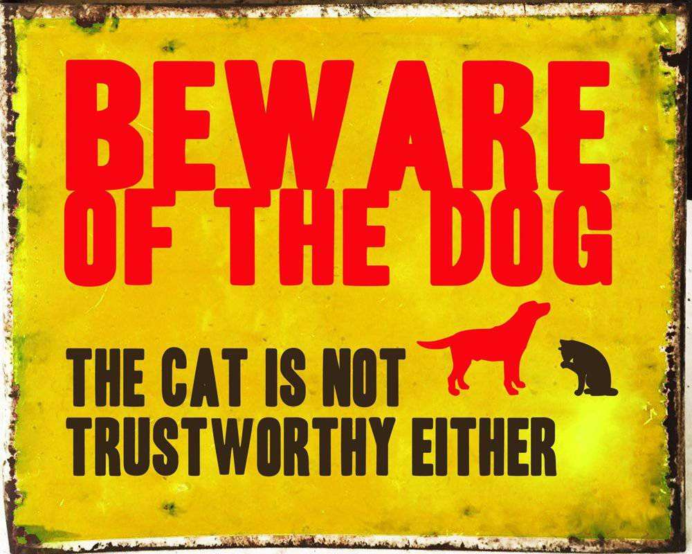 Vintage Metal Sign - Beware Of The Dog - Price Crash Furniture