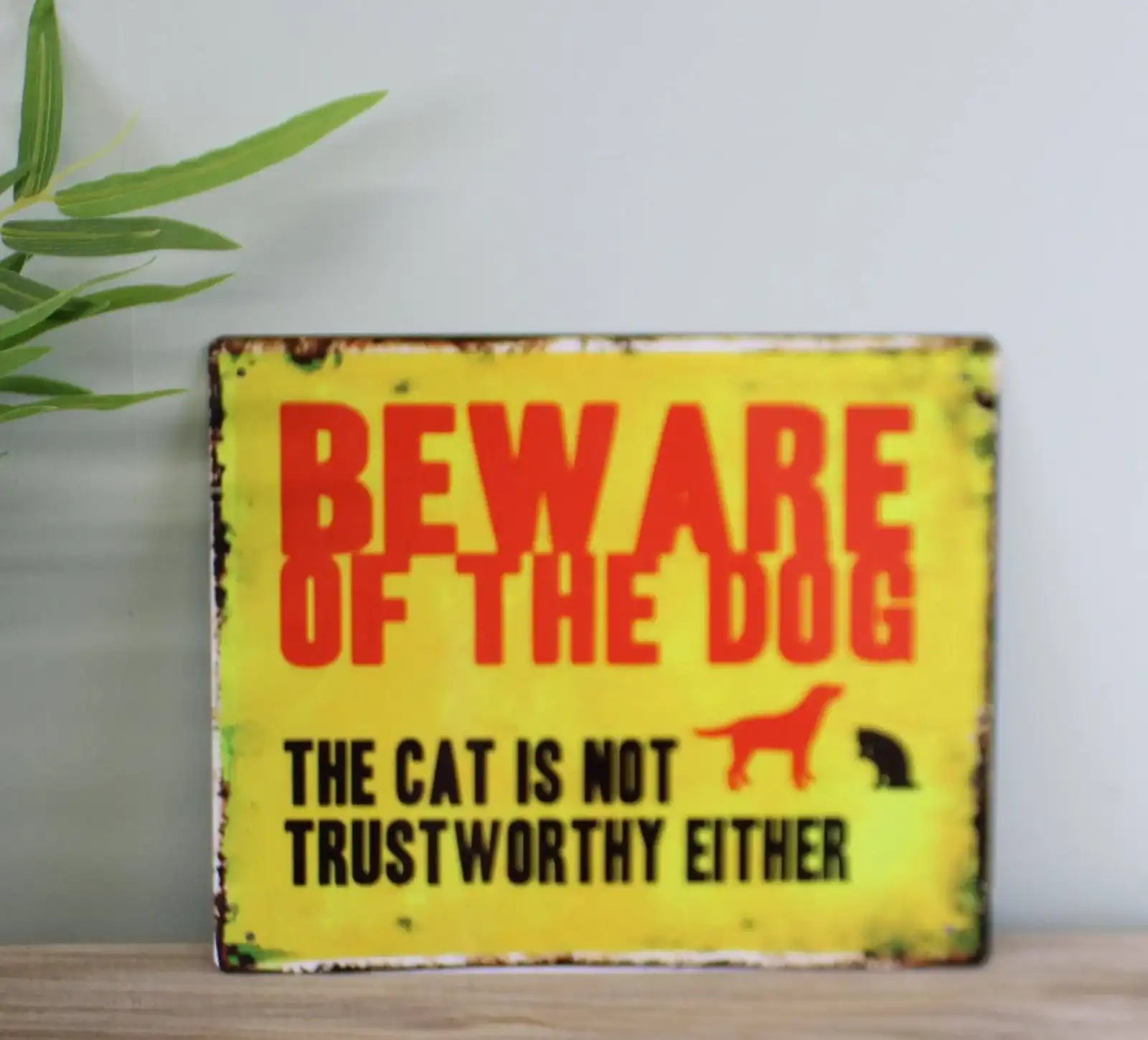 Vintage Metal Sign - Beware Of The Dog - Price Crash Furniture