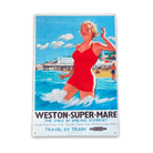 Vintage Metal Sign - British Railways Retro Advertising, Weston-Super-Mare, Somerset - Price Crash Furniture
