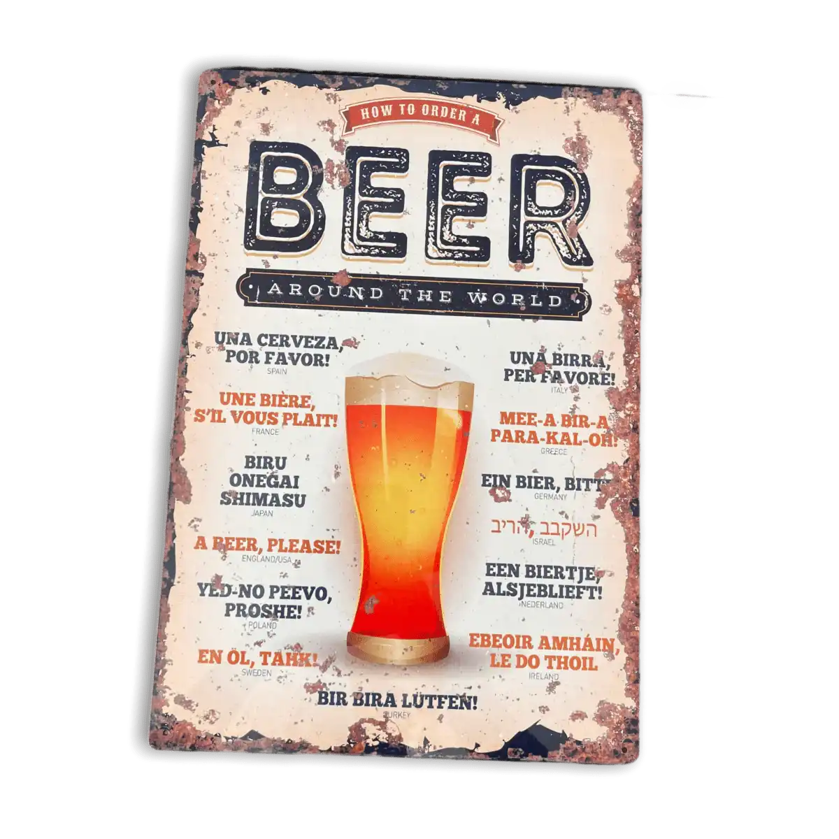 Vintage Metal Sign - How To Order A Beer Around The World - Price Crash Furniture