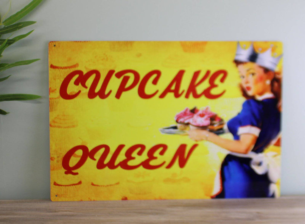 Vintage Metal Sign - Pin Up Girl, Cupcake Queen - Price Crash Furniture