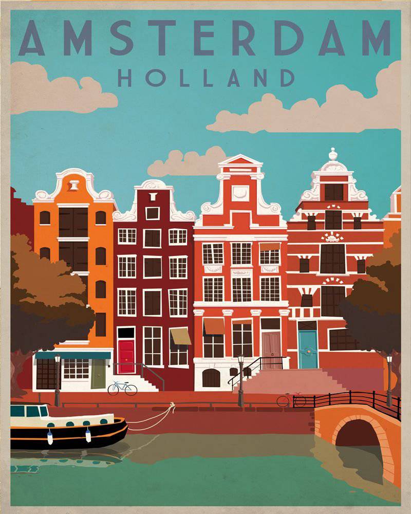 Vintage Metal Sign - Retro Advertising - Amsterdam Travel - Price Crash Furniture