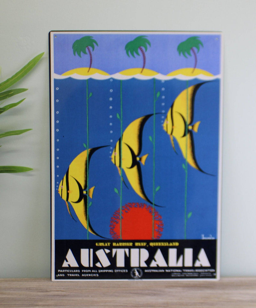 Vintage Metal Sign - Retro Advertising - Australia Fish - Price Crash Furniture
