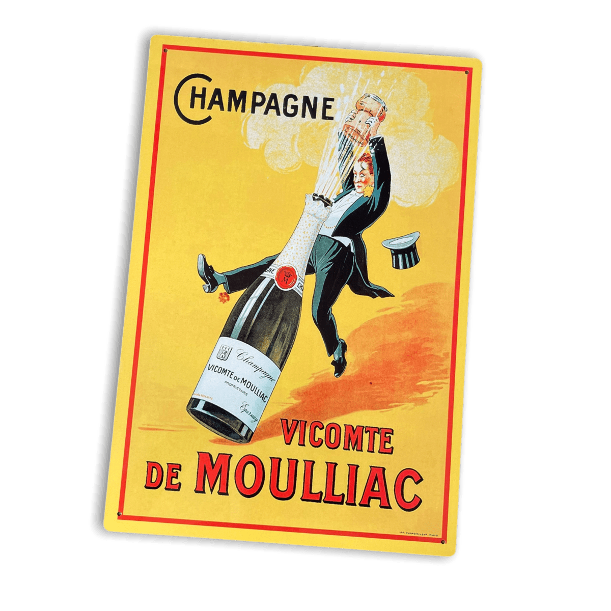 Vintage Metal Sign - Retro Advertising Champagne Vicomte De Moulliac Sign - Price Crash Furniture