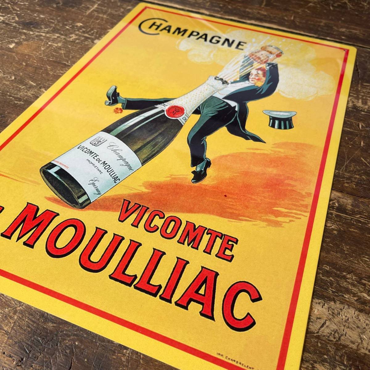 Vintage Metal Sign - Retro Advertising Champagne Vicomte De Moulliac Sign - Price Crash Furniture