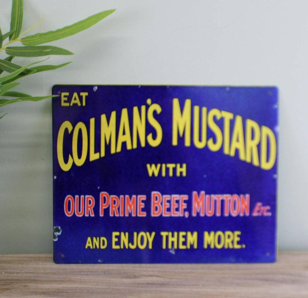 Vintage Metal Sign - Retro Advertising - Colmans Mustard - Price Crash Furniture