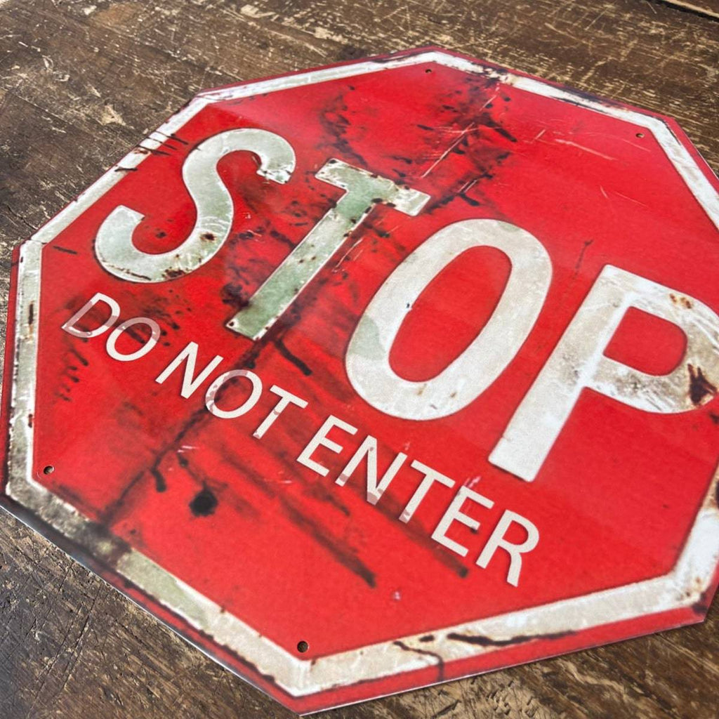 Vintage Metal Sign - Stop, Do Not Enter Sign - Price Crash Furniture