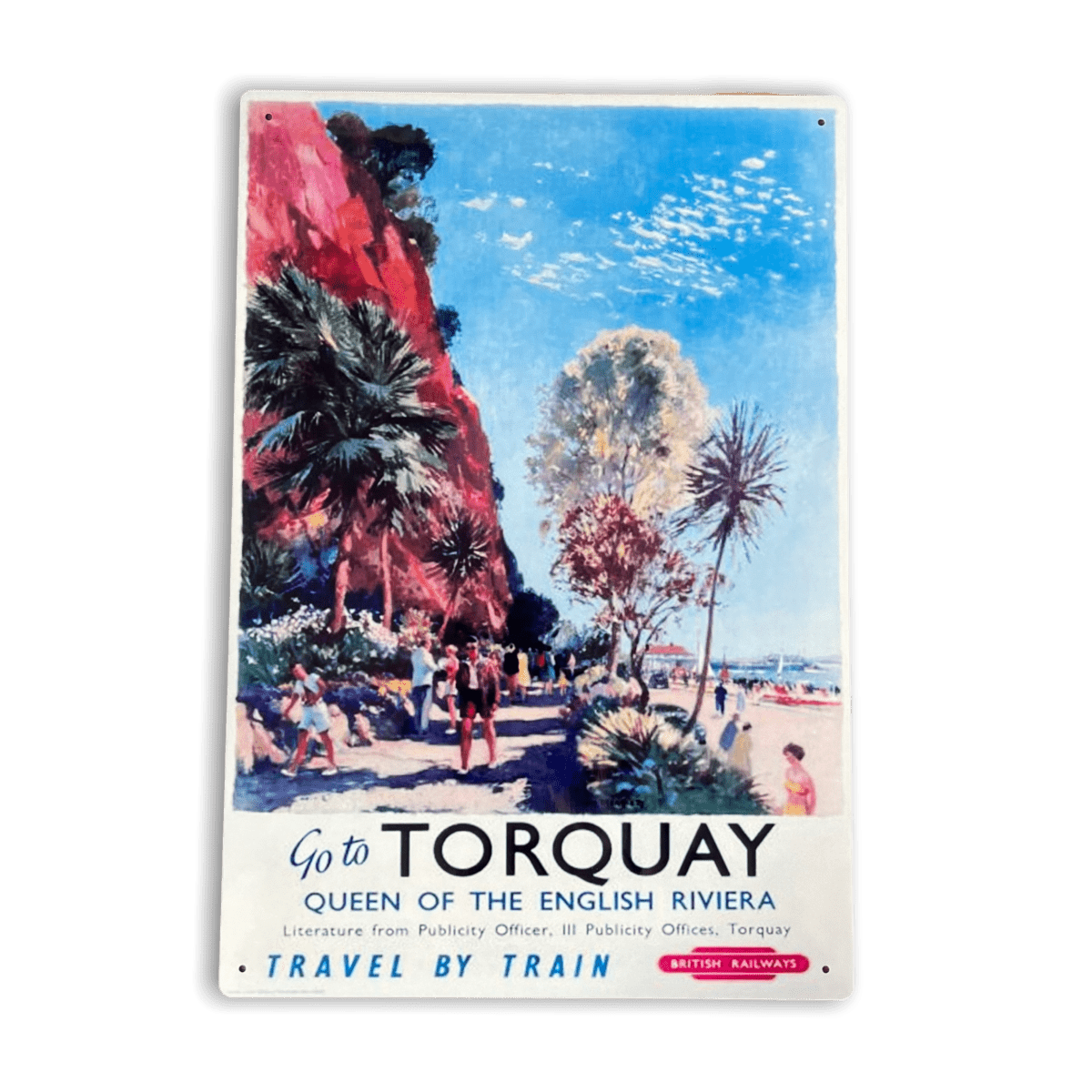 Vintage Metal Sign - Vintage Metal Sign - British Railways Retro Advertising, Torquay Queen Of The English Riviera - Price Crash Furniture