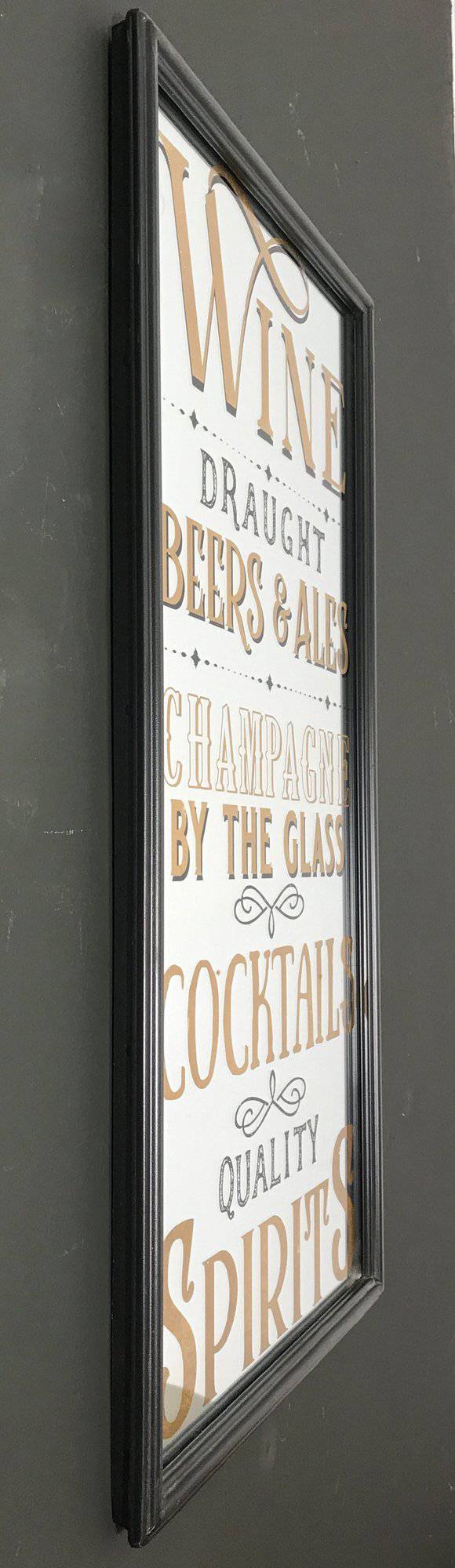 Vintage Style Drinks Text Mirror - Price Crash Furniture