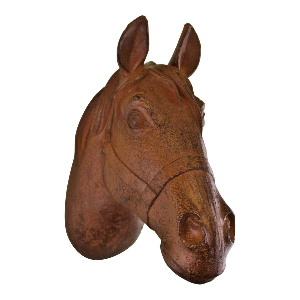 Wall Hanging Horses Head Bust in Rust Finish - Price Crash Furniture