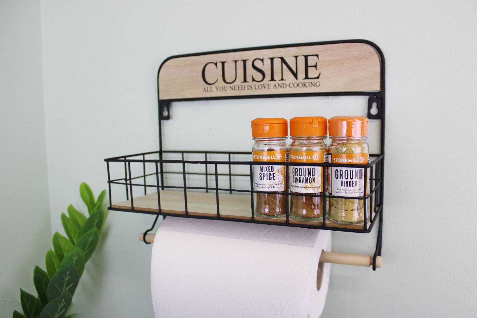 Wall Hanging Kitchen Storage Unit with Kitchen Roll Holder - Price Crash Furniture