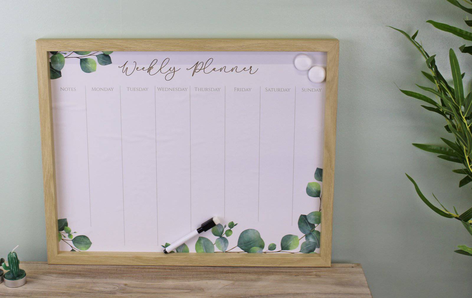 Wall Hanging Weekly Memo Whiteboard, Eucalyptus Range - Price Crash Furniture