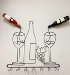 Wall Mounted Black Wire Wine Bottle & Glass Holder - Price Crash Furniture