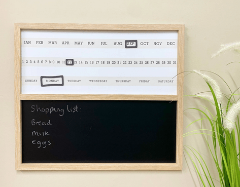 Wall Mounted Wooden Calender With Chalk Board - Price Crash Furniture