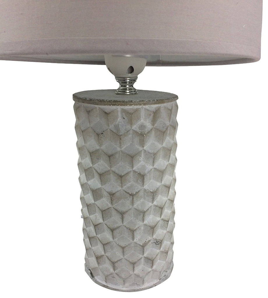 White Bevelled Lamp and Shade 38cm - Price Crash Furniture