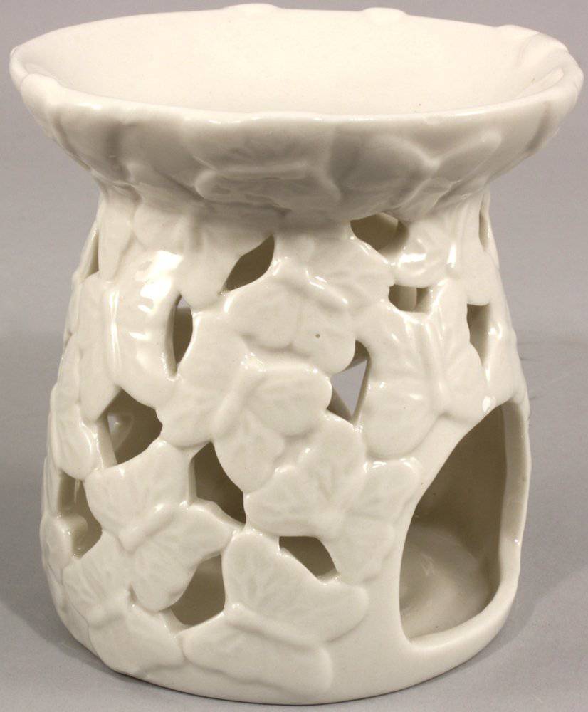 White Embossed Butterfly Oil Burner - Price Crash Furniture