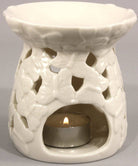 White Embossed Butterfly Oil Burner - Price Crash Furniture