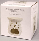 White Embossed Butterfly Oil Burner - Price Crash Furniture