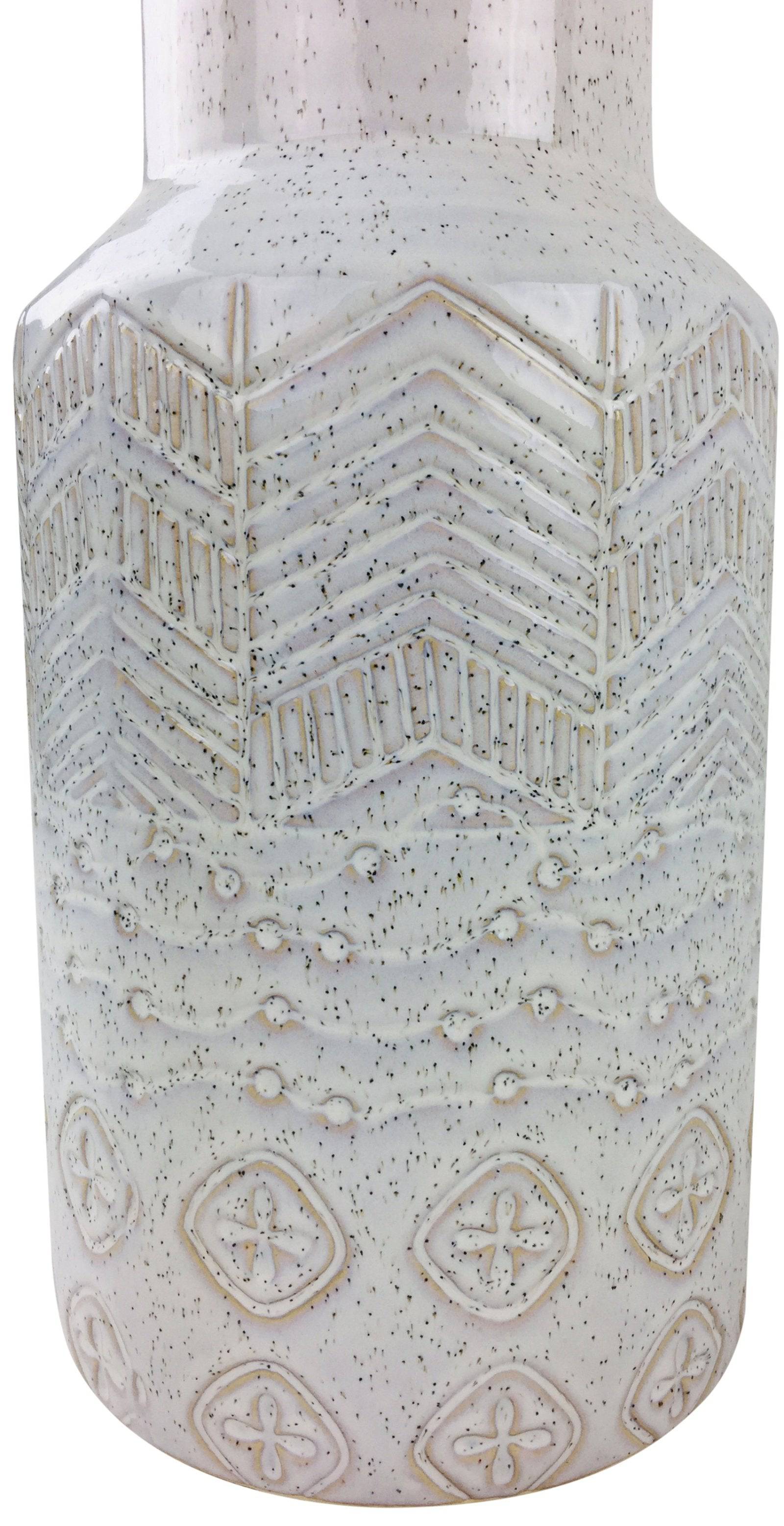 White Herringbone Textured Stoneware Vase 30cm - Price Crash Furniture