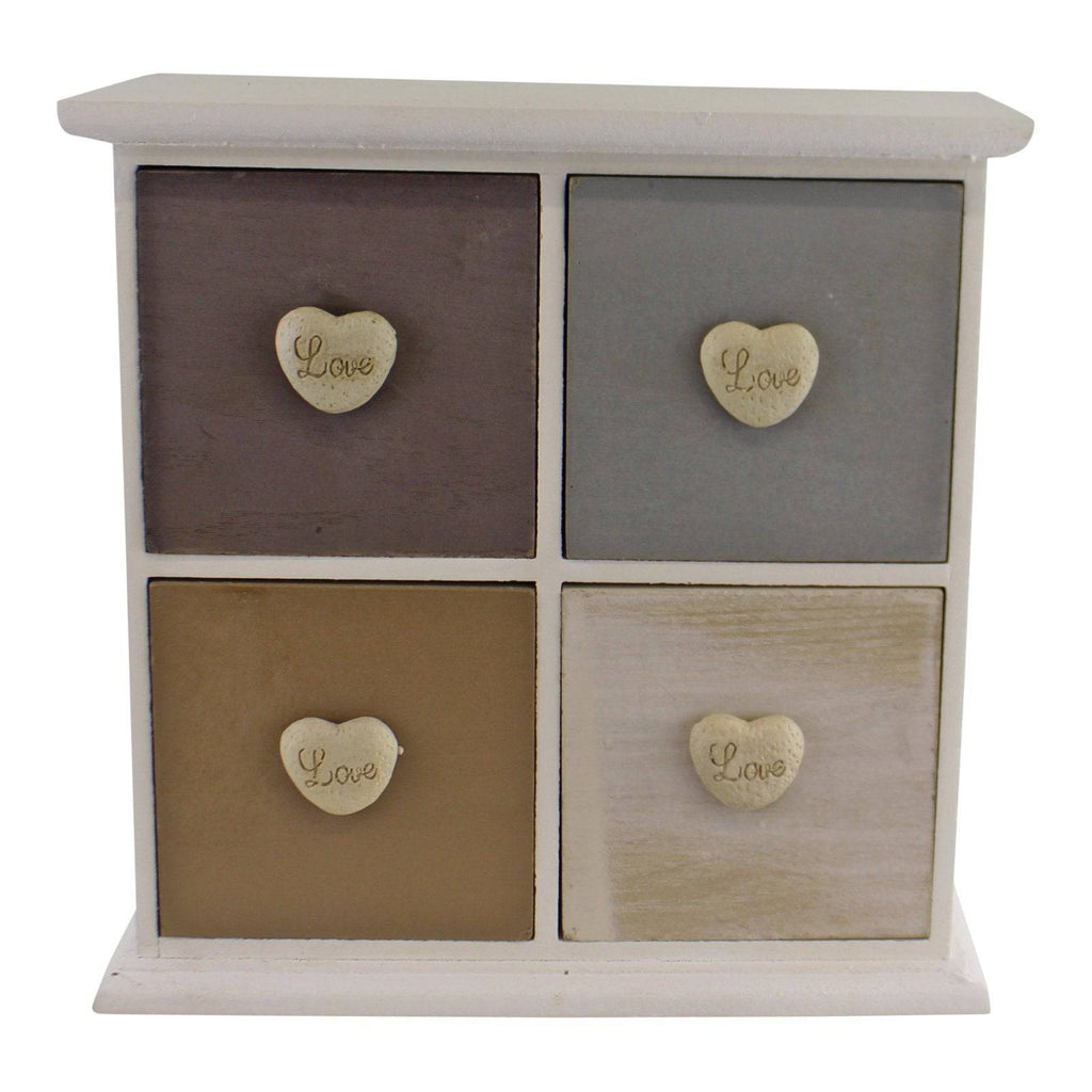 White & Neutral Coloured Love Heart Trinket Drawers - Price Crash Furniture