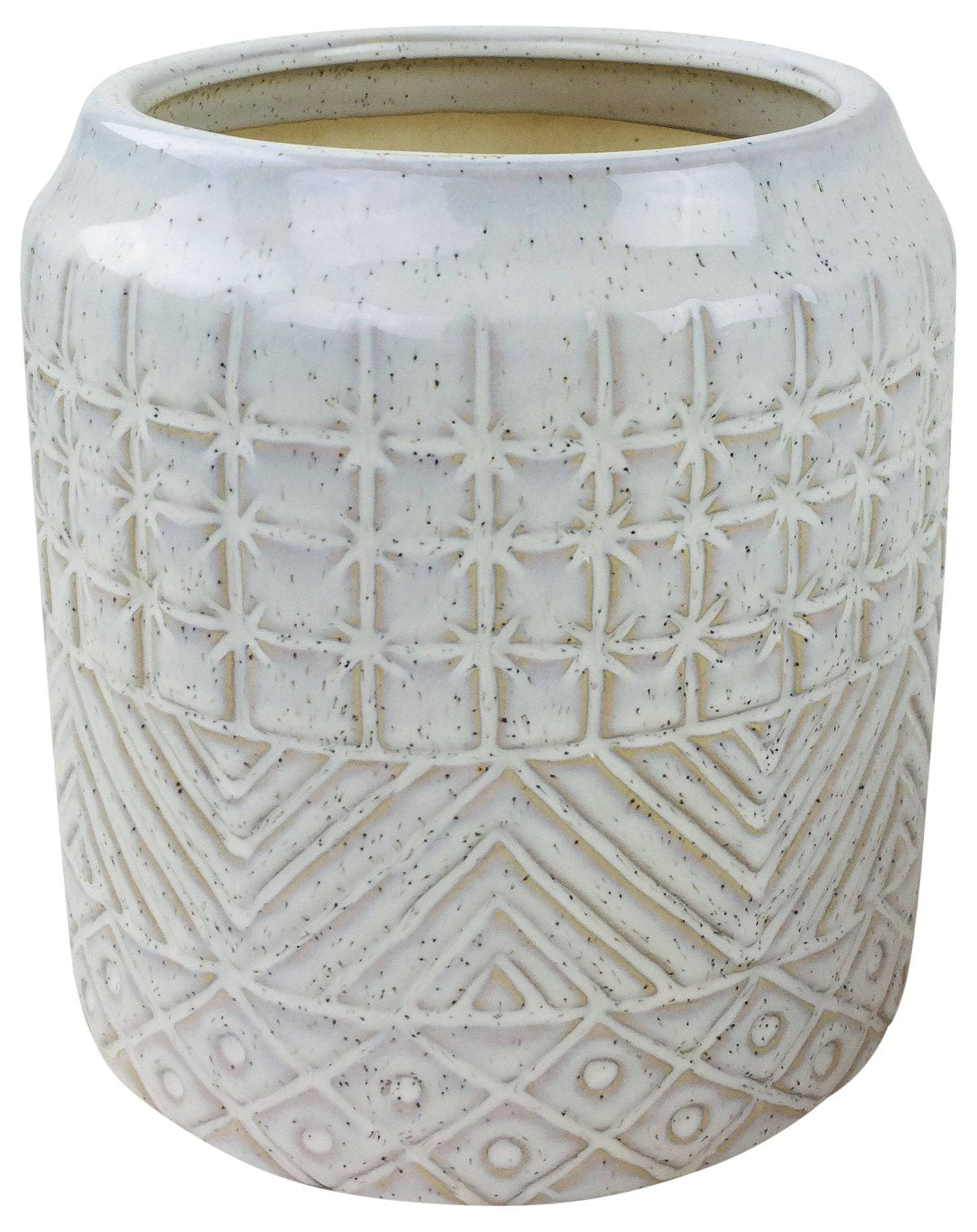 White Star Textured Stoneware Planter 20cm - Indoor Use - Price Crash Furniture