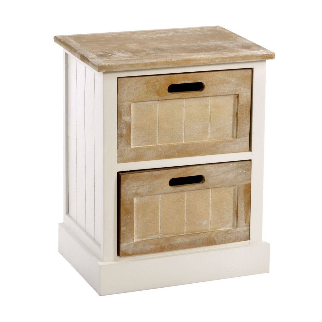 White Wooden Cabinet 2 Drawer 38 x 28 x 48cm - Price Crash Furniture