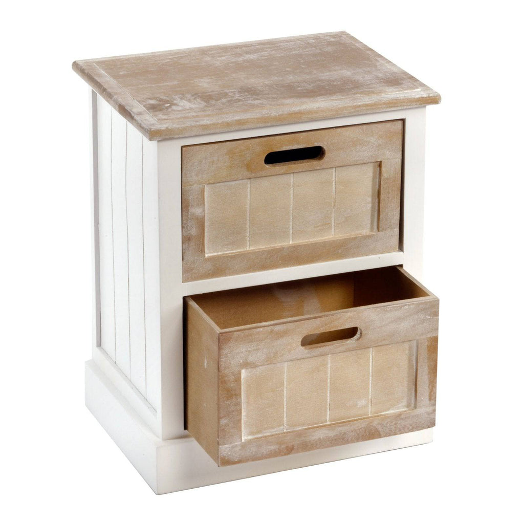 White Wooden Cabinet 2 Drawer 38 x 28 x 48cm - Price Crash Furniture