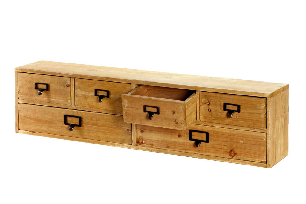 Wide 6 Drawers Wood Storage Organizer 80 x 15 x 20 cm - Price Crash Furniture
