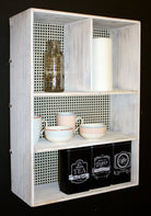 Wood and Metal Wall Shelf Unit in Cream - Kitchen, Bathroom, Utility - Price Crash Furniture