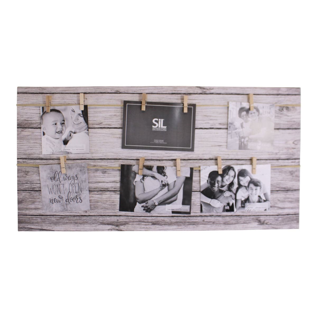 Wood Look Photo Peg Board, Holds 6 Photos - Price Crash Furniture