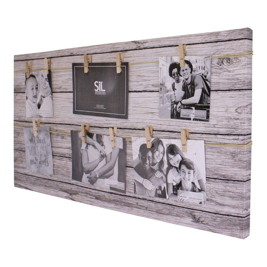 Wood Look Photo Peg Board, Holds 6 Photos - Price Crash Furniture