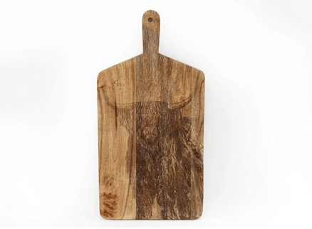 Wooden Chopping Board With Highland Cow Engraving 50cm - Price Crash Furniture