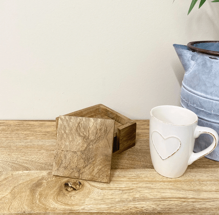 Wooden Set of 4 Engraved Stag Coasters - Price Crash Furniture