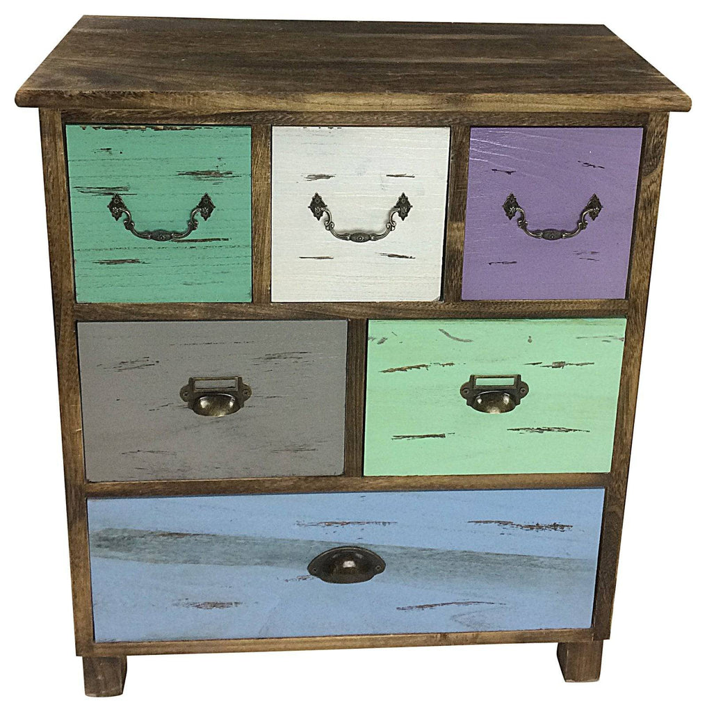 Wooden Storage Cabinet With 6 Drawers 69cm - Price Crash Furniture