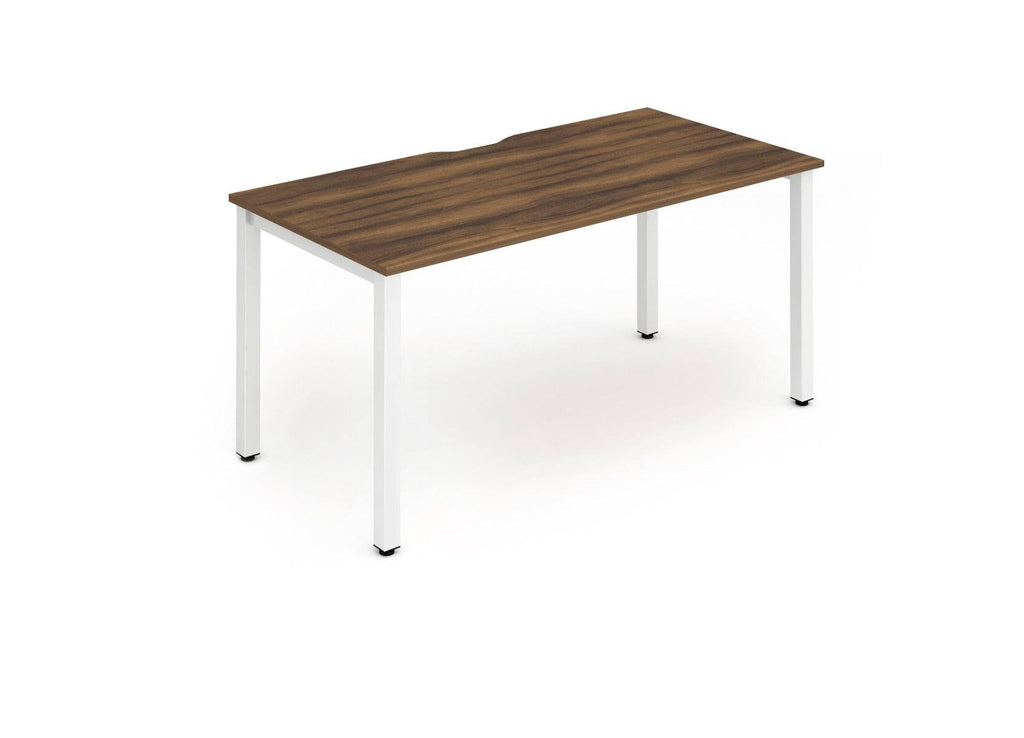 Evolve Plus Single Starter Desk with Walnut Top and White Frame - Price Crash Furniture