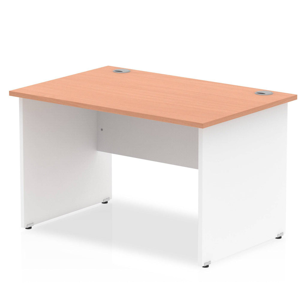 Impulse 800mm Straight Desk with Beech Top and White Panel End Leg - Price Crash Furniture