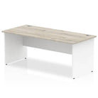 Impulse 800mm Straight Desk with Grey Oak Top and White Panel End Leg - Price Crash Furniture