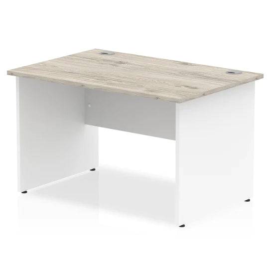 Impulse 800mm Straight Desk with Grey Oak Top and White Panel End Leg - Price Crash Furniture