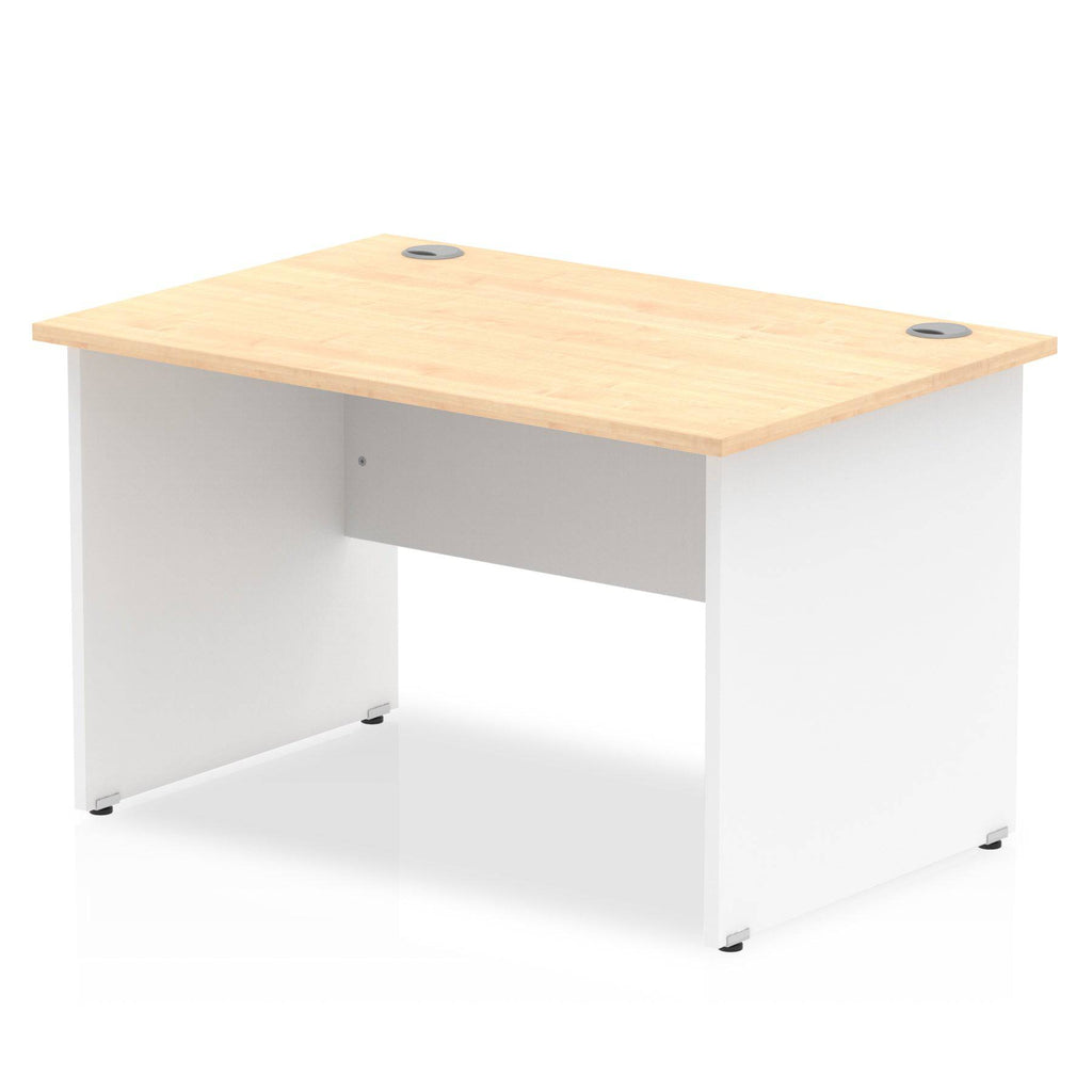 Impulse 800mm Straight Desk with Maple Top and White Panel End Leg - Price Crash Furniture