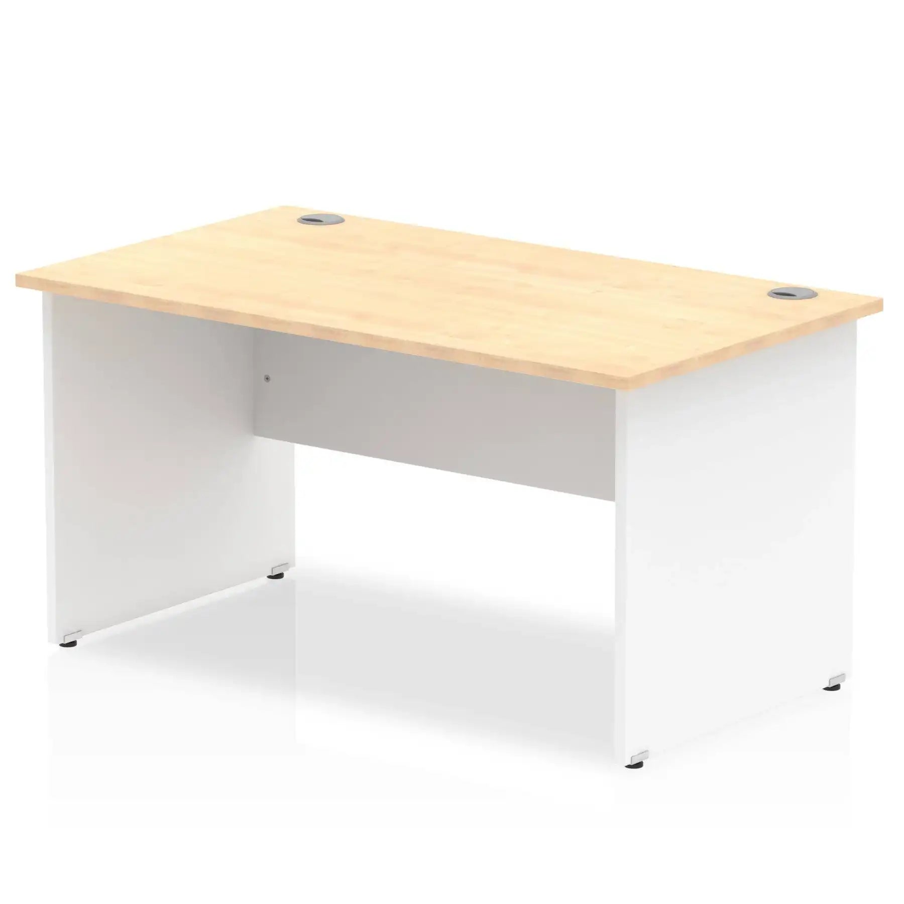 Impulse 800mm Straight Desk with Maple Top and White Panel End Leg - Price Crash Furniture