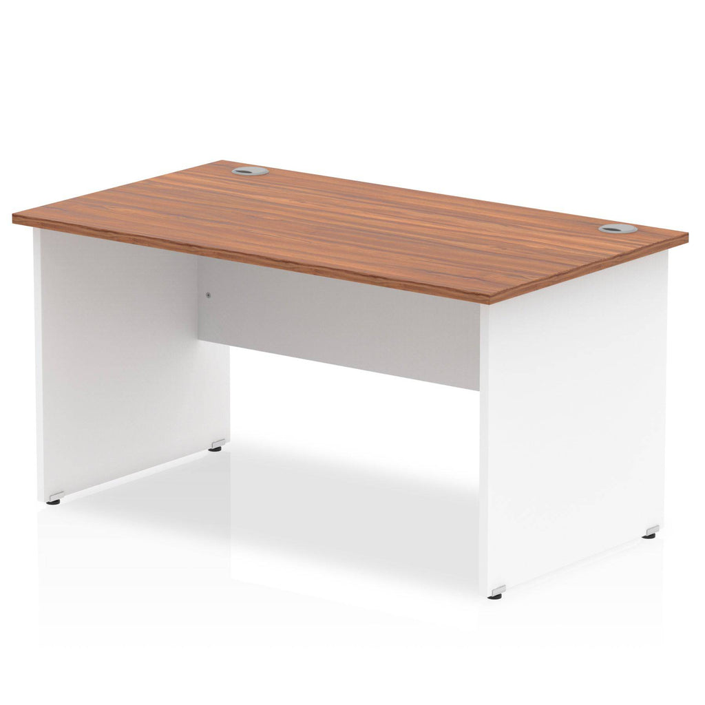 Impulse 800mm Straight Desk with Walnut Top and White Panel End Leg - Price Crash Furniture
