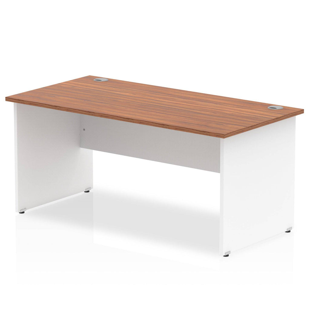 Impulse 800mm Straight Desk with Walnut Top and White Panel End Leg - Price Crash Furniture