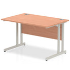 Impulse Straight Desk Beech Top Silver Cantilever Leg - Price Crash Furniture